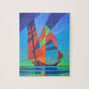 Abstrakte Art Junk Boote gegen Deep Blue Sky