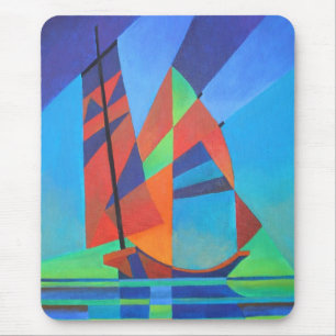 Abstrakte Art Junk Boote gegen Deep Blue Sky Mousepad