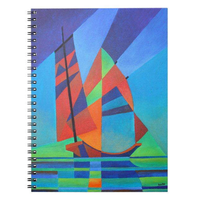 Abstrakte Art Junk Boote gegen Deep Blue Sky Notizblock (Vorderseite)