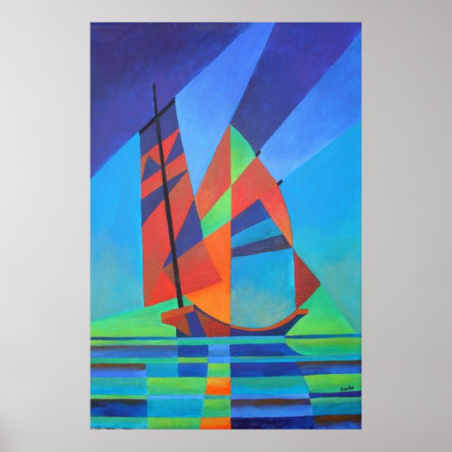 Abstrakte Art Junk Boote gegen Deep Blue Sky Poster (Vorne)