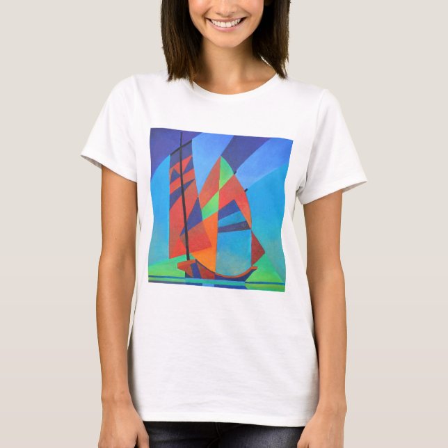 Abstrakte Art Junk Boote gegen Deep Blue Sky T-Shirt (Vorderseite)