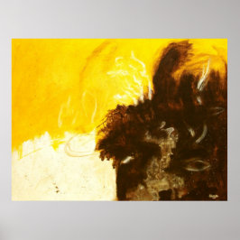 Abstrakte Art Malerei Tropfen Spritzer Gelb braun Poster