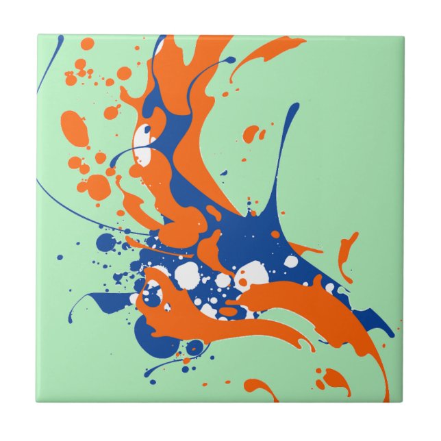 Abstrakte Art Mint Grüne Moderne Kunst Farbe sprit Fliese (Vorderseite)