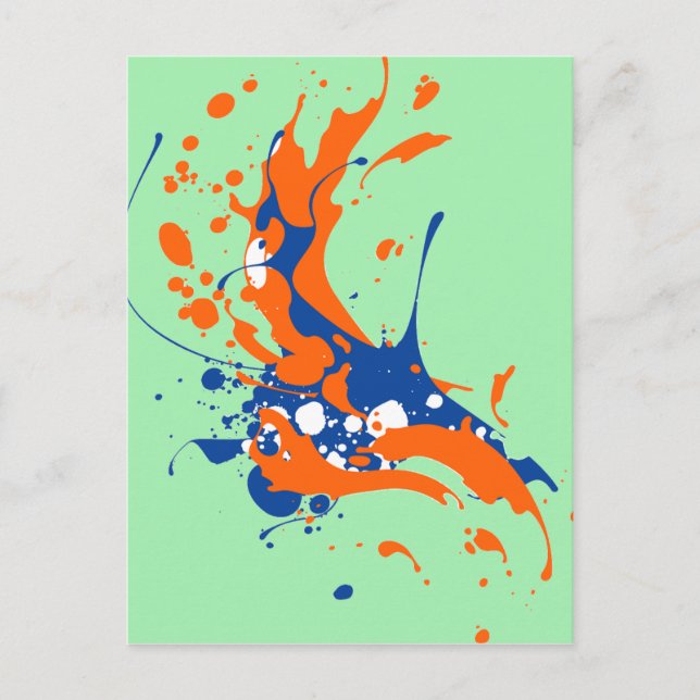 Abstrakte Art Mint Grüne Moderne Kunst Farbe sprit Postkarte (Vorderseite)