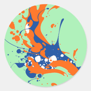 Abstrakte Art Mint Grüne Moderne Kunst Farbe sprit Runder Aufkleber