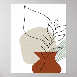 Abstrakte Art One Line Vase & Folies Art Print Poster