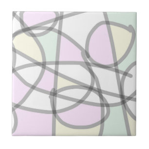Abstrakte Art Pale Beige Koralle Pink Gelb Fliese