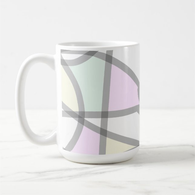 Abstrakte Art Pale Beige Koralle Pink Gelb Kaffeetasse (Links)