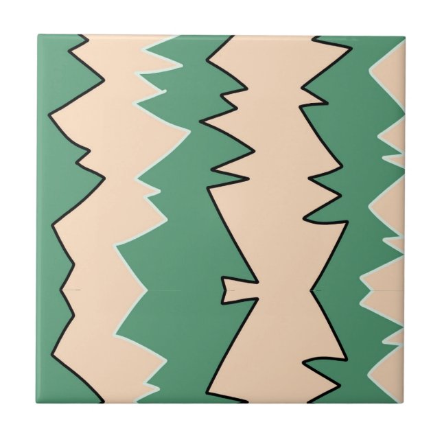 Abstrakte Art Pale Beige Koralle Pink Green Fliese (Vorderseite)