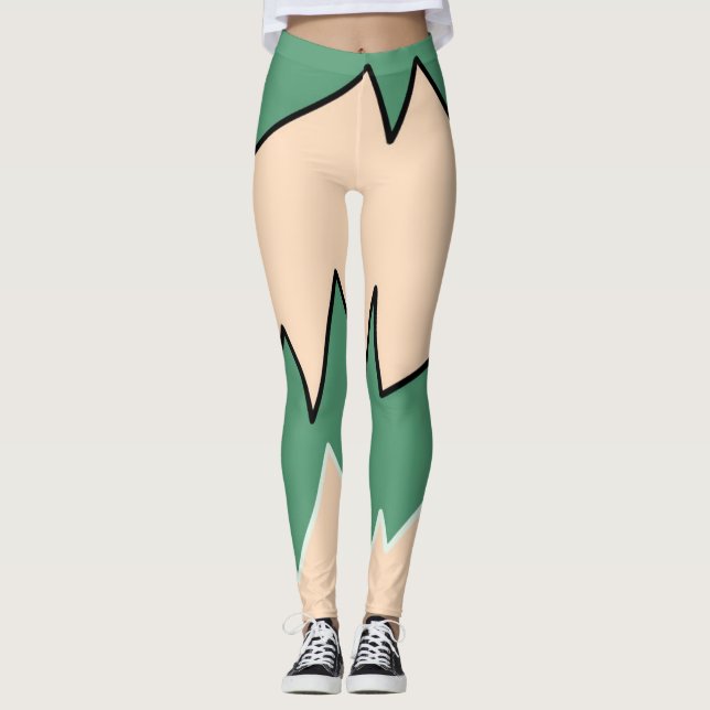 Abstrakte Art Pale Beige Koralle Pink Green Leggings (Vorderseite)