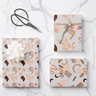 Abstrakte Art Shades of Brown Geschenkpapier Set