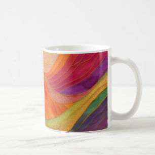 Abstrakte Art Tasse mit Orange, Grün, Rot