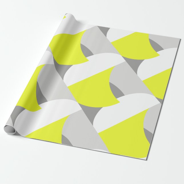 Abstrakte Art Yellow White Gray Muster Geschenkpapier (Ungerollt)