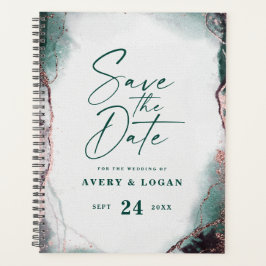 Abstrakte ätherische Watercolor Smaragd Wedding Pl Planer
