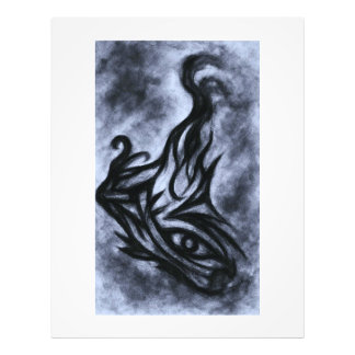Abstrakte Augen- und Flammen-Kohlekunst Fotodruck