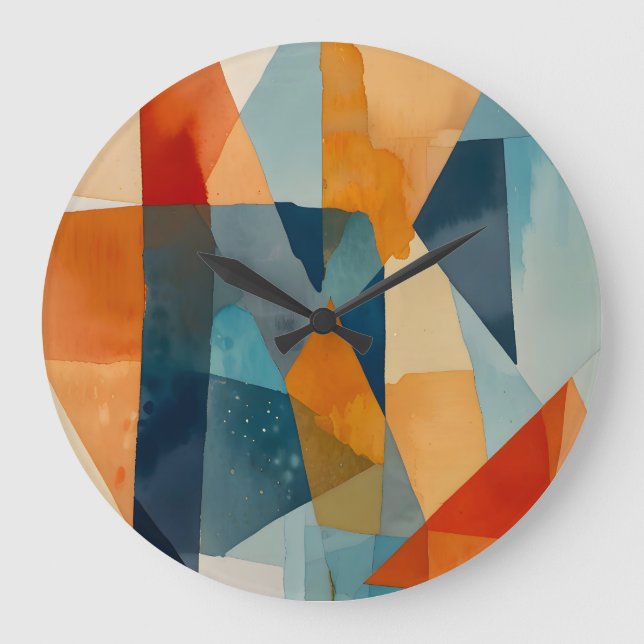 Abstrakte Augen von Blau und Orange Große Wanduhr (Vorderseite)