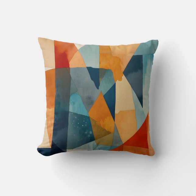Abstrakte Augen von Blau und Orange Kissen (Vorderseite)