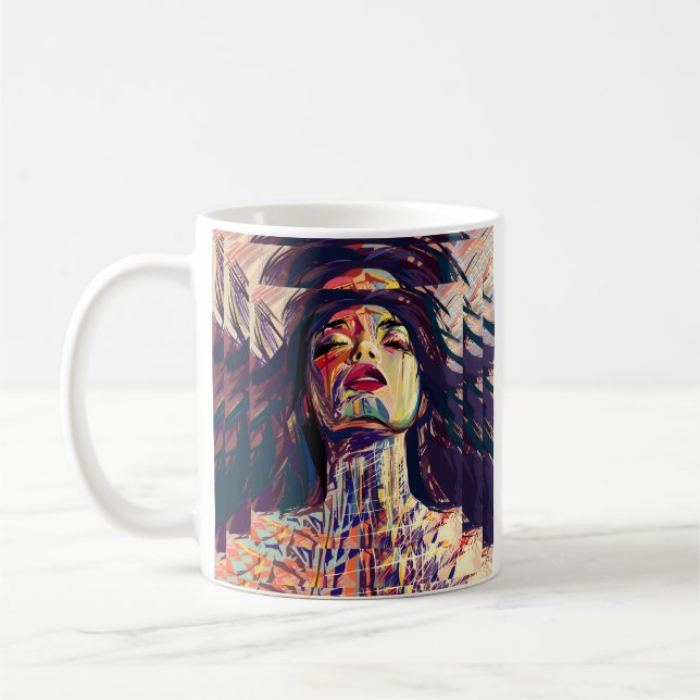 Abstrakte Ausdrucksfrau Kaffeetasse (Links)