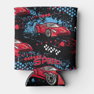 Abstrakte Autos, kindisches Grunge Muster. Dosenkühler