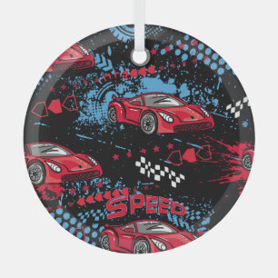 Abstrakte Autos, kindisches Grunge Muster. Ornament Aus Glas
