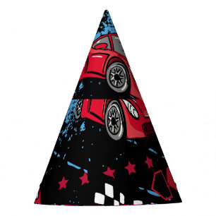 Abstrakte Autos, kindisches Grunge Muster. Partyhütchen