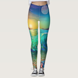 Abstrakte Azure Seascape Leggings
