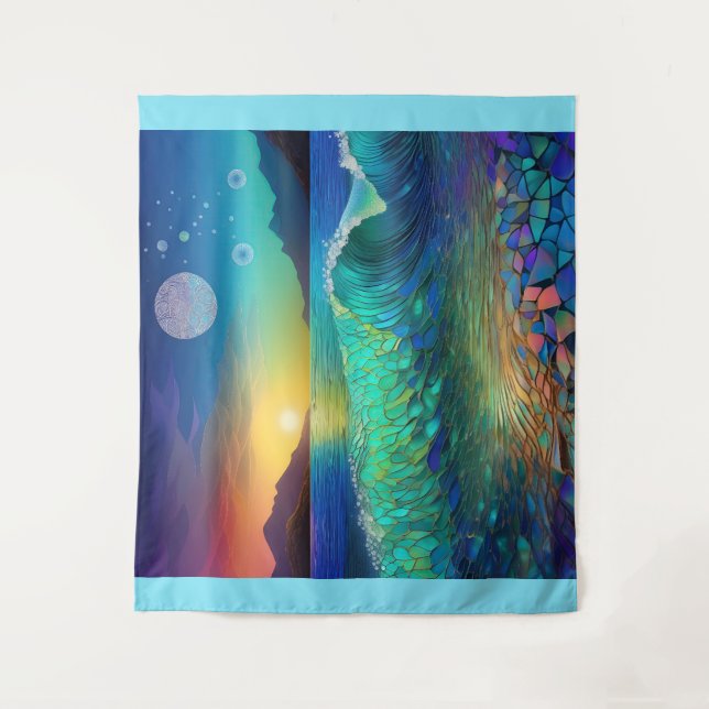 Abstrakte Azure Seascape Wandteppich (Vorderseite)