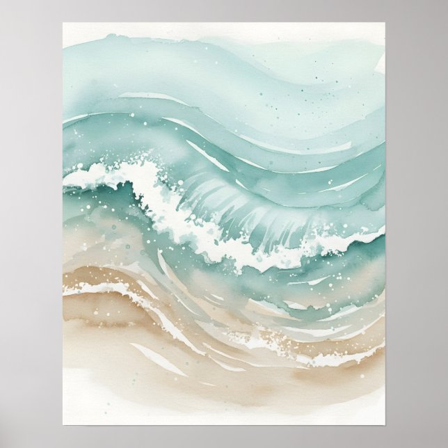Abstrakte Badezimmerwandkunst Ocean Flow Poster (Vorne)