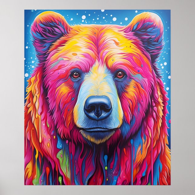 Abstrakte Bärenmalerei Hütte Kunst Poster (Vorne)