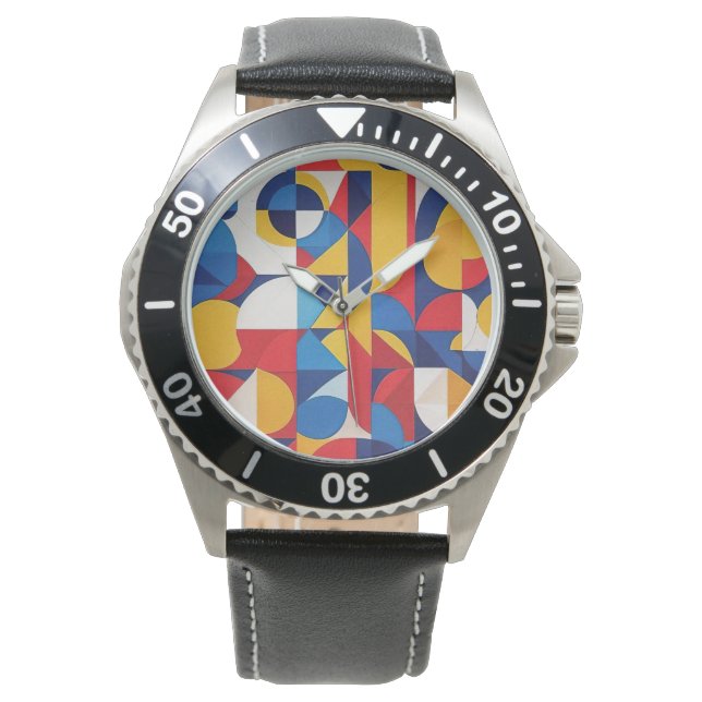Abstrakte Bauhaus Geometrie Armbanduhr (Vorderseite)