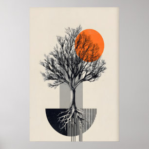 Abstrakte Baum-Wandkunst - Minimalistische Geometr Poster