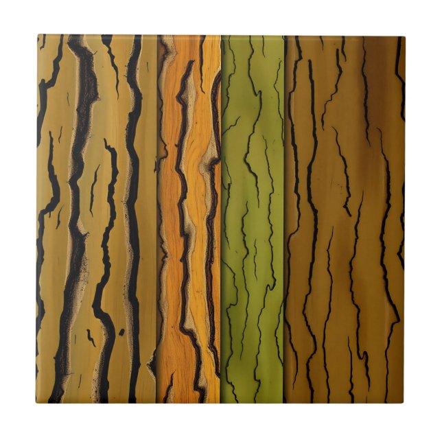 Abstrakte Baumrinde-Muster mit Earthy Browns Fliese (Vorderseite)