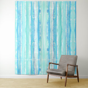 Abstrakte Baumstämme in pastell aqua und blau Wandteppich