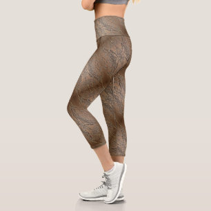 Abstrakte Baumzweige braun Capri Leggings