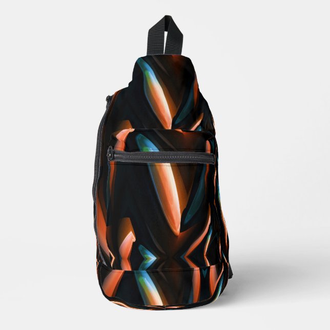 Abstrakte Beams Navy & Copper Sling Bag (Vorderseite)