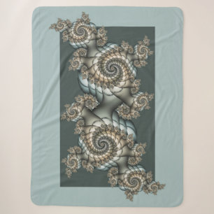 Abstrakte Beige Hellblaue Fraktal-Kunstspiralen Sherpadecke