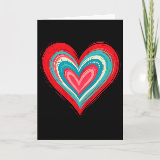 Abstrakte Bemalte Herz Valentinstag Liebeskunst  Karte (Vorderseite)