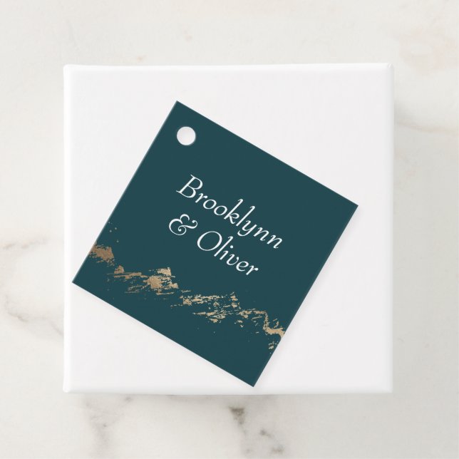 Abstrakte Berge dunkelgrün & goldfarben mit Namen Geschenkanhänger (Beispiel)
