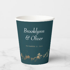 Abstrakte Berge, dunkelgrün und goldfarben Save th Pappbecher