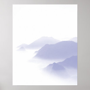 Abstrakte Berge Landschaft Art Periwinkle Weiß Poster