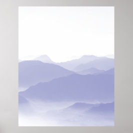 Abstrakte Berge Landschaft Blau Weiß Poster
