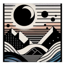 Abstrakte Berglandschaft bei Nacht