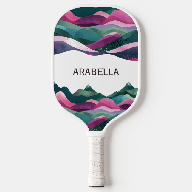 Abstrakte Berglandschaft durch individuell anpassb Pickleball Schläger (Vorderseite)