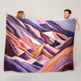 Abstrakte Bergszene Lila Peach Burgundy Fleecedecke