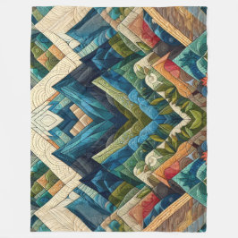 Abstrakte Bergszene Zeichnend Fleecedecke