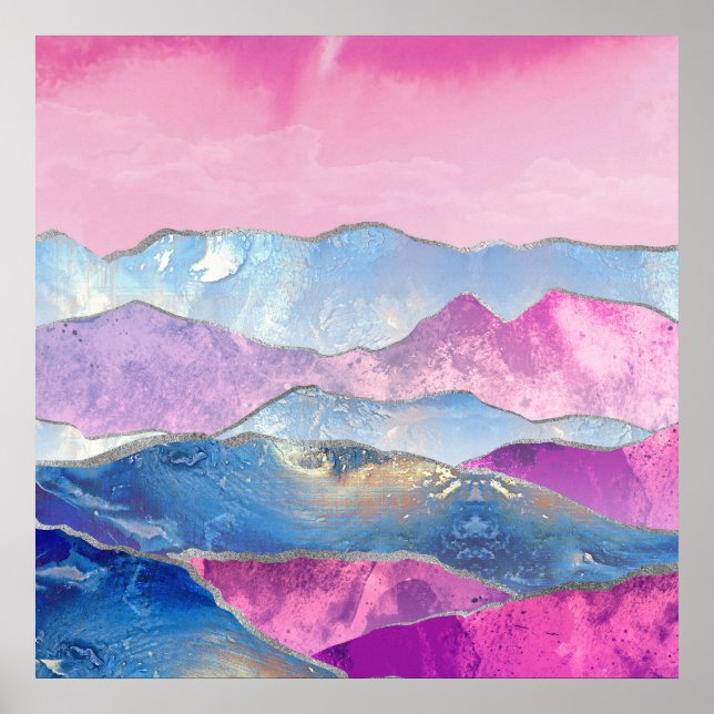 Abstrakte Bergwelt Digitale Kunst, Dichtung und Mu Poster (Vorne)