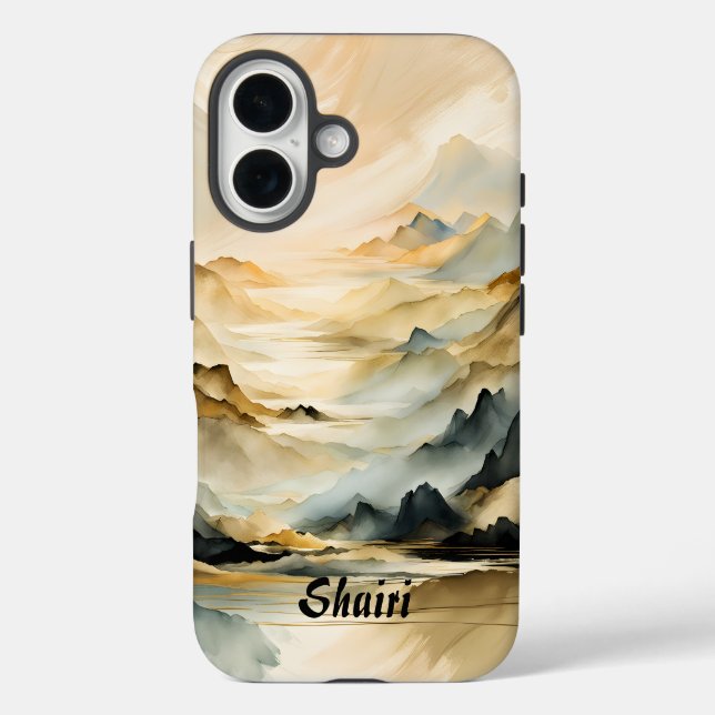 Abstrakte Bergwelt iPhone 16 Hülle (Rückseite)