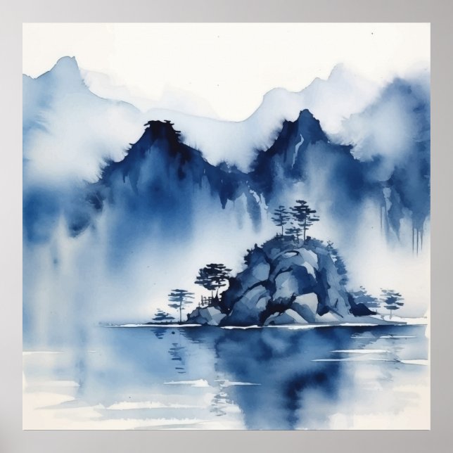 Abstrakte Bergwelt Poster (Vorne)