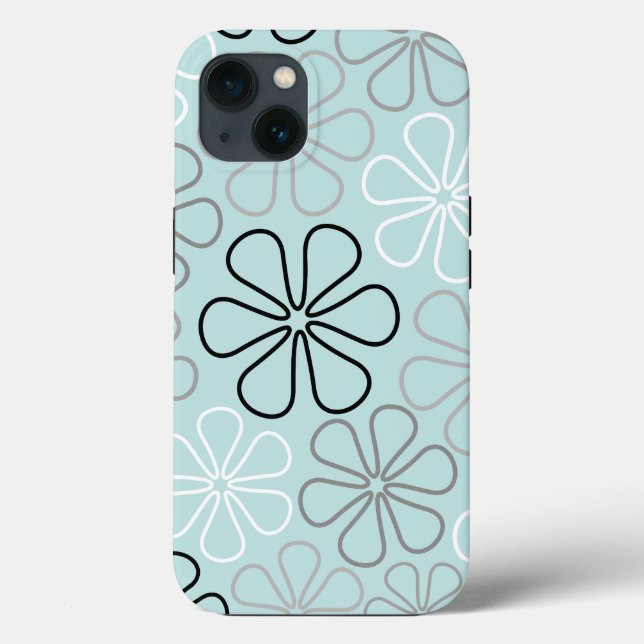 Abstrakte Big Blume Konturen BWG+Duck Egg Blue Case-Mate iPhone Hülle (Rückseite)
