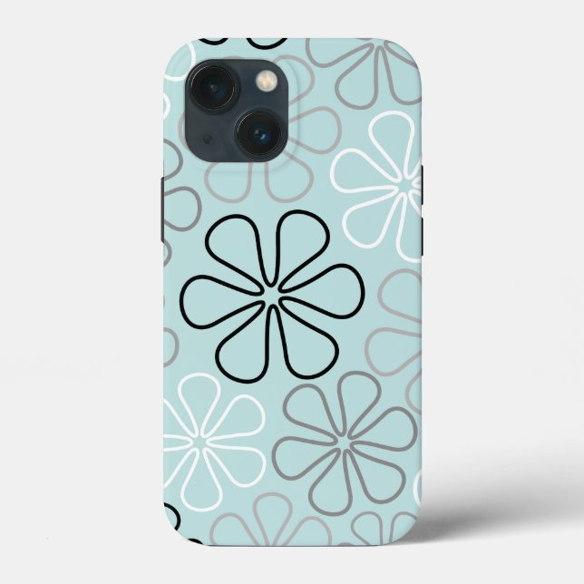 Abstrakte Big Blume Konturen BWG+Duck Egg Blue Case-Mate iPhone Hülle (Rückseite)